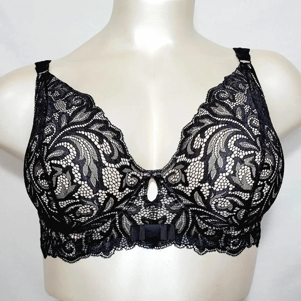 38DDD‎ Paramour 375021 Sophia Longline Unlined Underwire Bra Black NWT